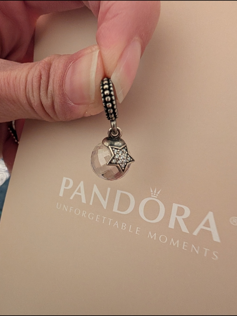 Pandora Faceted Murano Glass Dangle W/Cubic Zirconia Star
